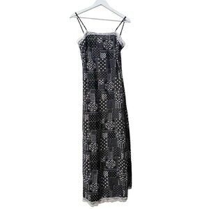 Pretty Garbage Maxi Dress Size S Black White Bandana Print Sleeveless Lace Trim